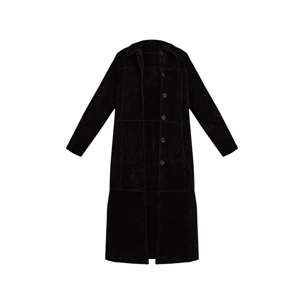 Noir Manteau Long En Synthétique À Boutons