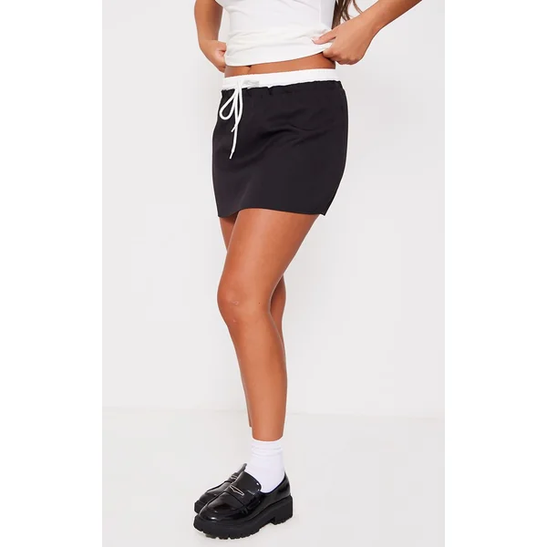 Noir Mini-jupe Tissée À Double Ceinture