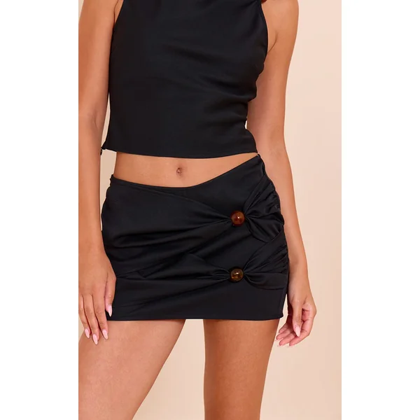 Noir Mini-jupe À Détails De Perles
