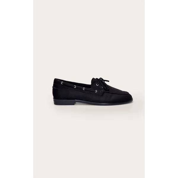 Noir Mocassin Bateau À Détail Pompon En Synthétique