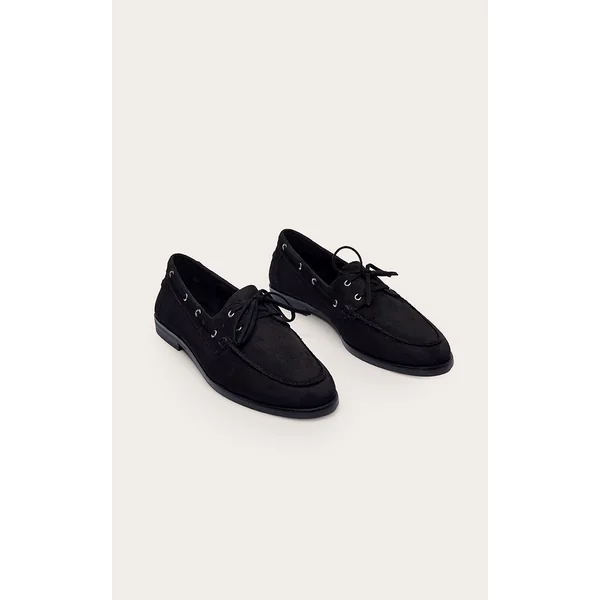 Noir Mocassin Bateau À Détail Pompon En Synthétique
