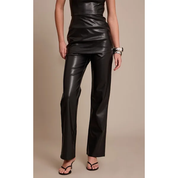 Noir Pantalon Ajusté En Synthétiquecuir Ensemble Coordonné