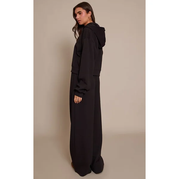 Noir Pantalon De Jogging Interlock À Jambes Extra Larges