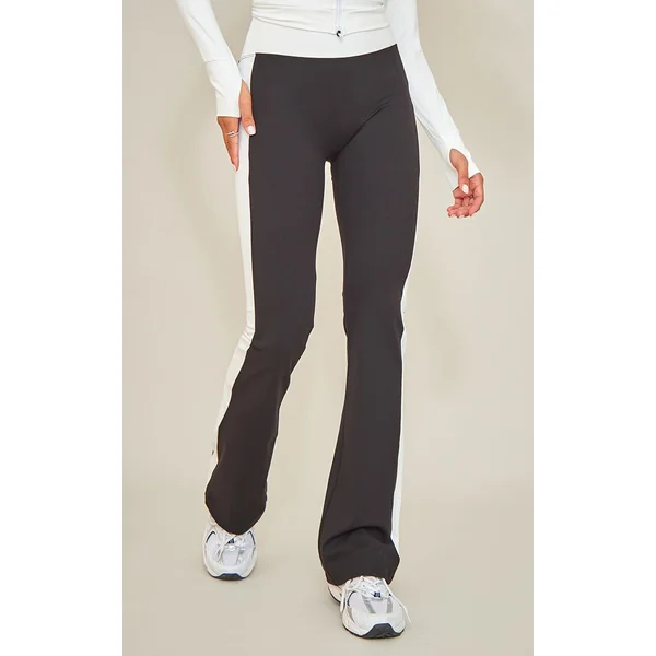 Noir Pantalon De Yoga À Empiècements Contrastants Sculptants