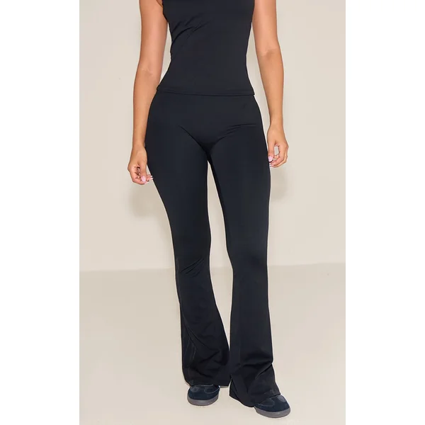 Noir Pantalon De Yoga Évasé Taille Haute Sculptant Petite