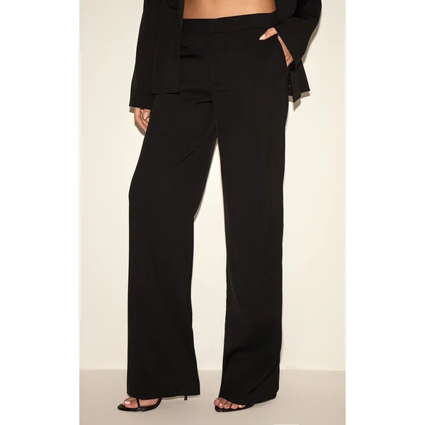 Noir Pantalon Droit Ajusté Ensemble Coordonné