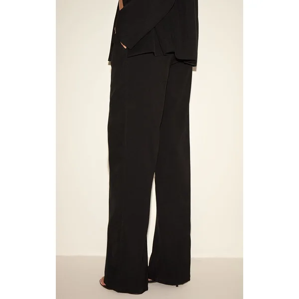 Noir Pantalon Droit Ajusté Ensemble Coordonné