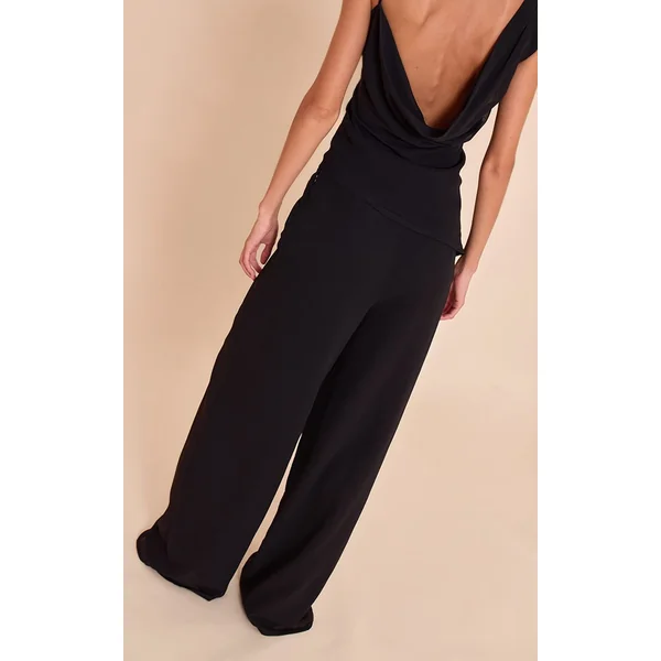 Noir Pantalon Droit En Mousseline