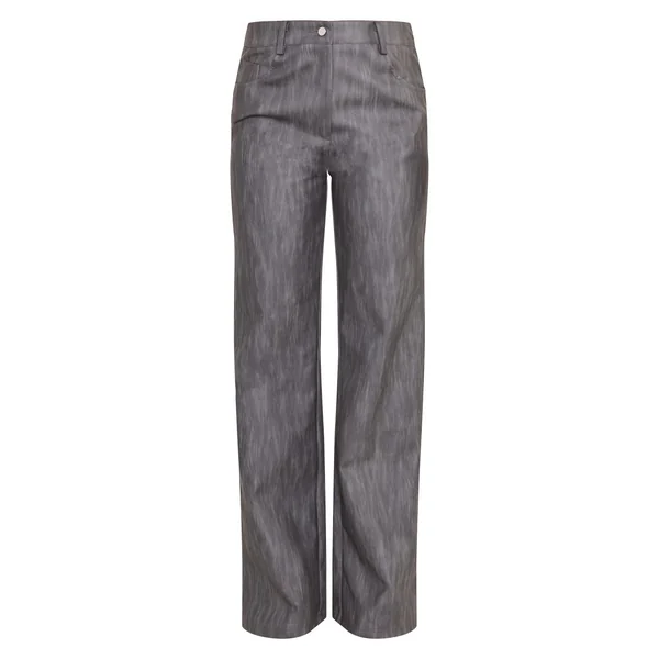 Noir Pantalon Droit En Synthétiquecuir Délavé Avec Ceinture