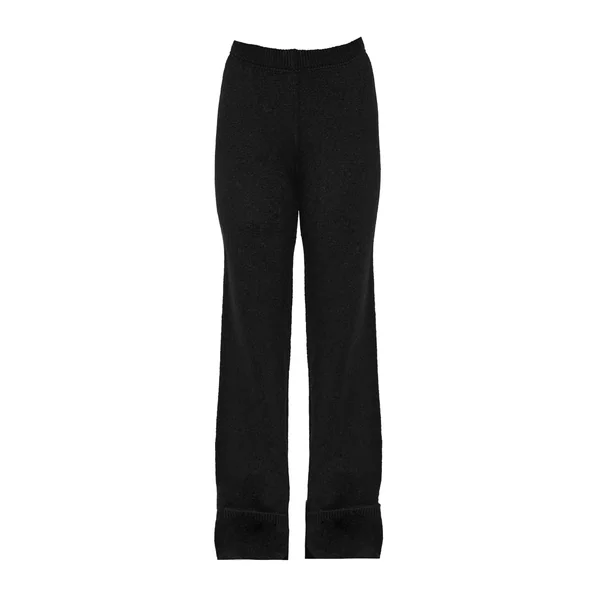 Noir Pantalon En Maille À Ourlet Retroussé