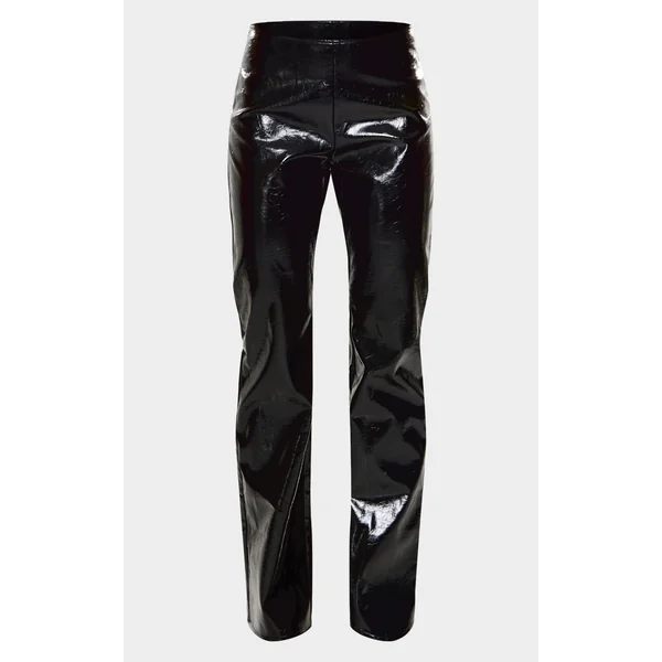 Noir Pantalon En Synthétique Brillant
