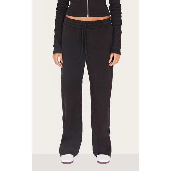 Noir Pantalon Large Côtelé Taille Basse
