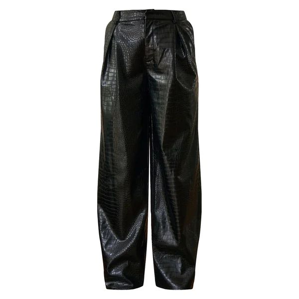 Noir Pantalon Large Tailleur En Synthétiquecuir Effet Croco Plt Label