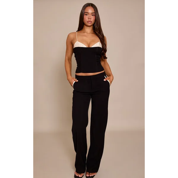 Noir Pantalon Large Tailleur Tissé