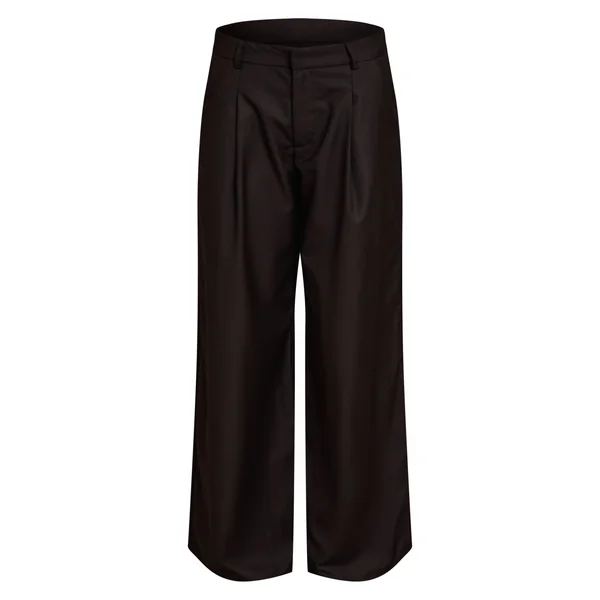 Noir Pantalon Large Tissé À Double Pli