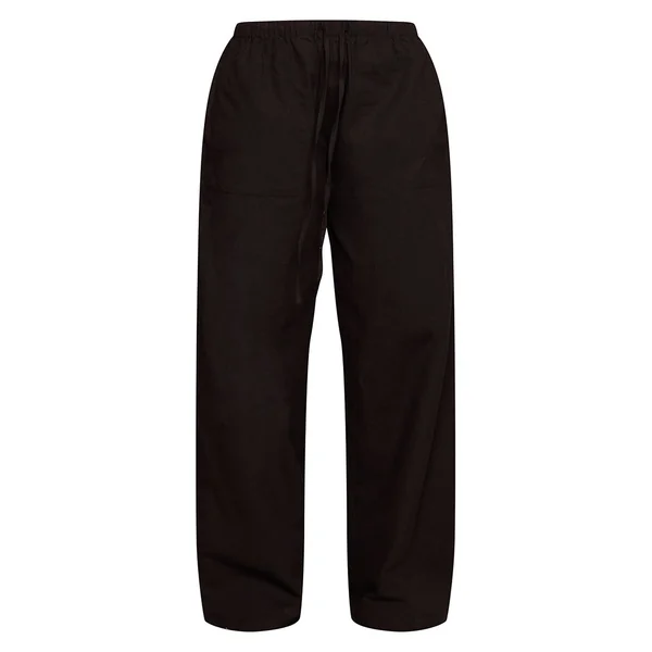 Noir Pantalon Petite En Lin Avec Taille À Cordon Coulissant