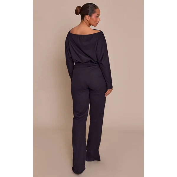Noir Pantalon Shape À Devant Croisé En Tissu Doux Au Toucher