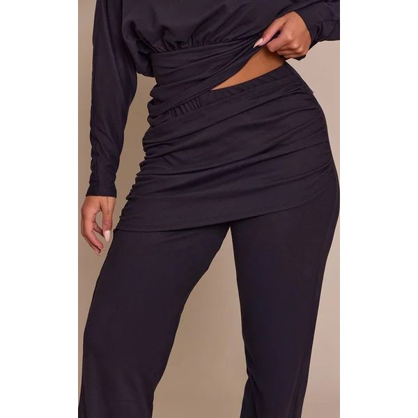 Noir Pantalon Shape À Devant Croisé En Tissu Doux Au Toucher
