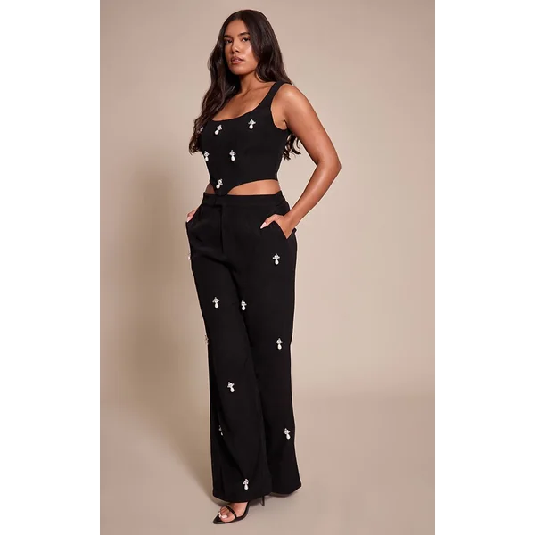Noir Pantalon Tailleur Embelli Shape