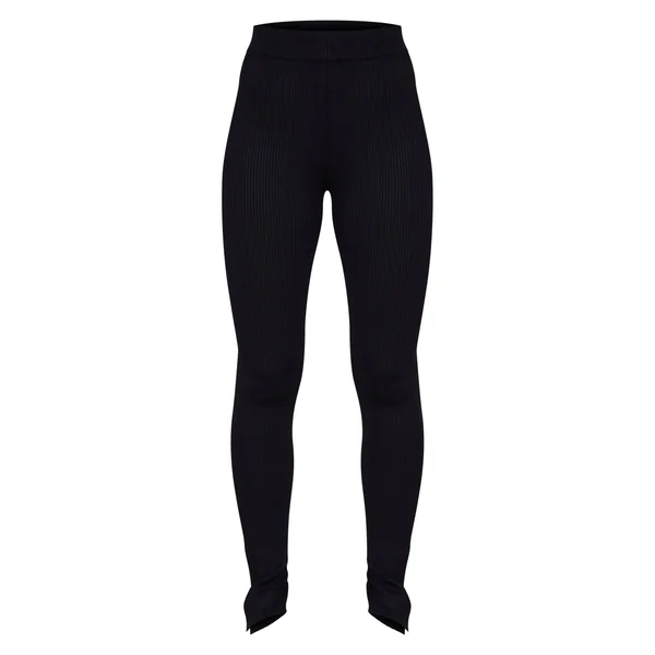 Noir Pantalon Évasé En Maille À Ourlet Fendu