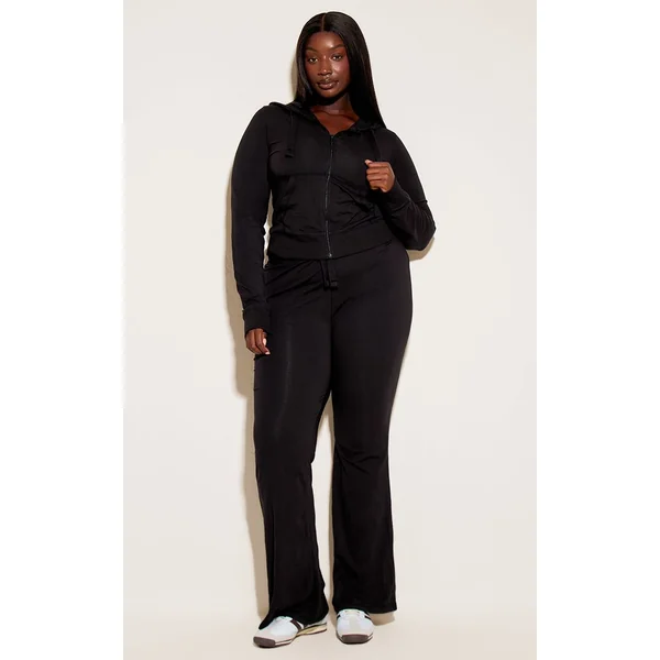Noir Pantalon Évasé Skinny Taille Basse Basique Grande Taille Ensemble