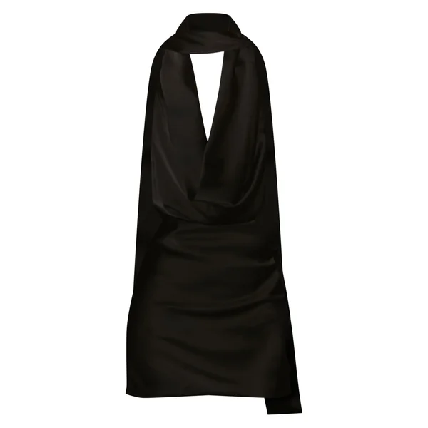 Noir Robe Courte Satinée À Col Bénitier