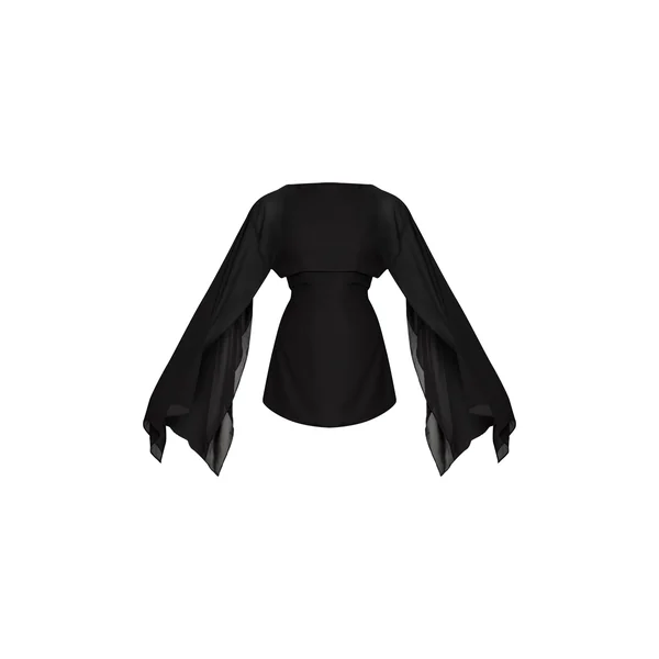 Noir Robe Courte À Détail Cape