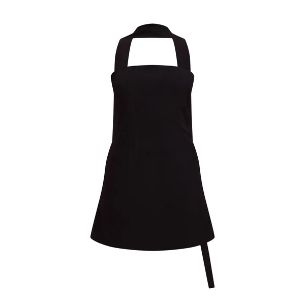 Noir Robe Droite Bandeau À Détail Foulard Tissé