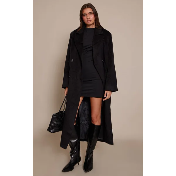 Noir Robe Droite Col Bateau Taille Cintrée