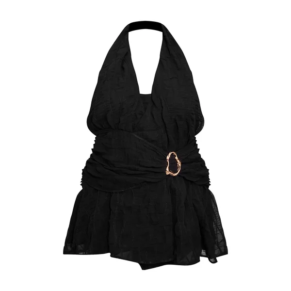 Noir Robe Droite Grande Taille Texturée Col V Avec Ceinture