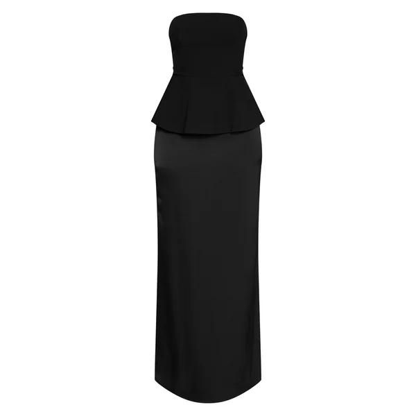 Noir Robe Longue Cintrée À Basque