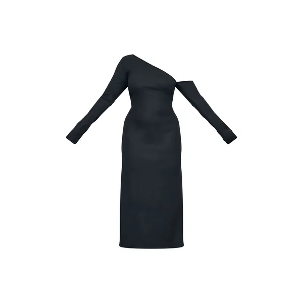 Noir Robe Maxi Grande Taille En Tissu Brossé Épais À Fronces Asymétriques