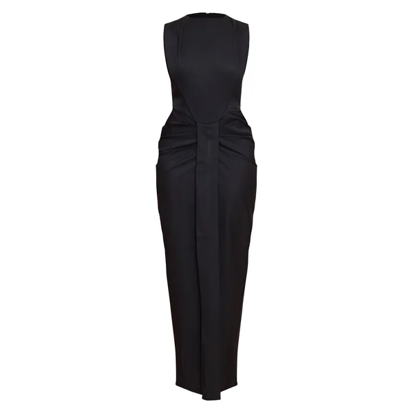 Noir Robe Maxi Plissée À La Taille En Tissu Tissé Shape