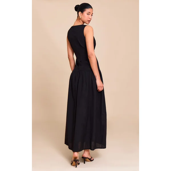 Noir Robe Maxi À Taille Basse