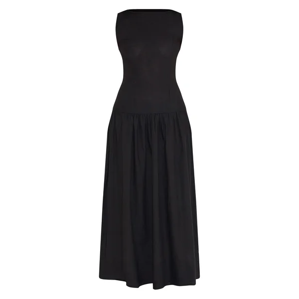 Noir Robe Maxi À Taille Basse