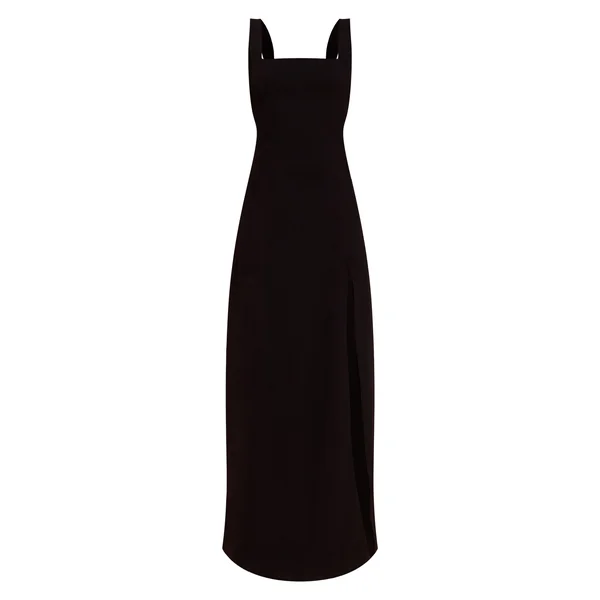 Noir Robe Midaxi Tissée À Encolure Dégagée