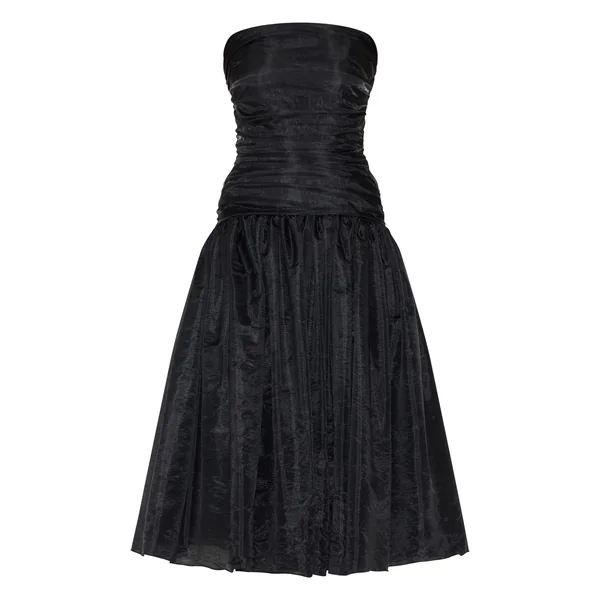 Noir Robe Midi En Organza À Corsage Froncé