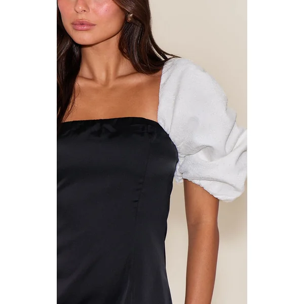 Noir Robe Moulante Drapée Avec Nœud En Satin