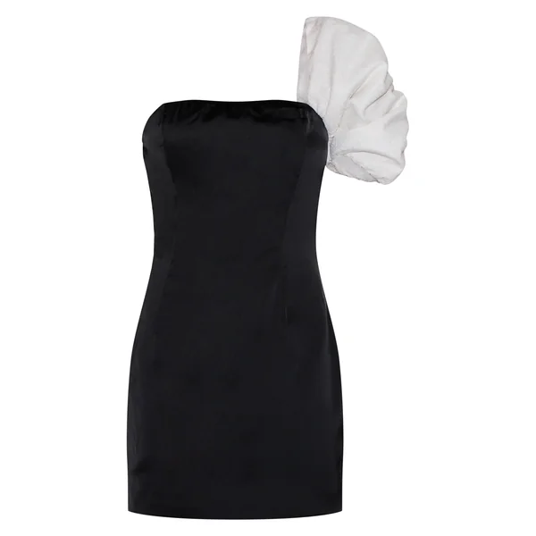 Noir Robe Moulante Drapée Avec Nœud En Satin