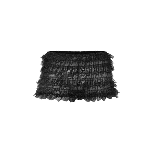 Noir Short Bloomer En Mesh À Volants