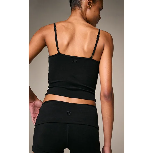 Noir Short Taille Pliable En Coton Doux