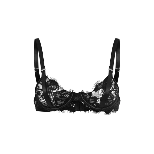 Noir Soutien-gorge À Armatures En Dentelle Cils