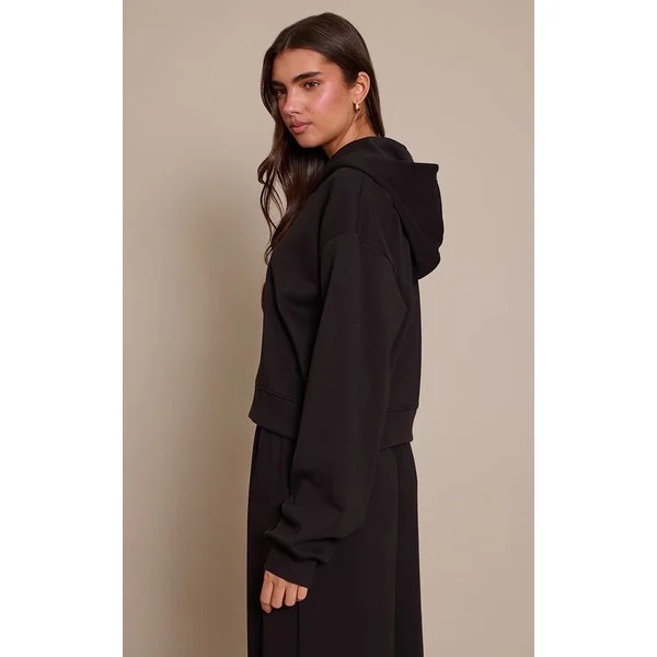 Noir Sweat À Casynthétiqueche Court Zippé En Interlock