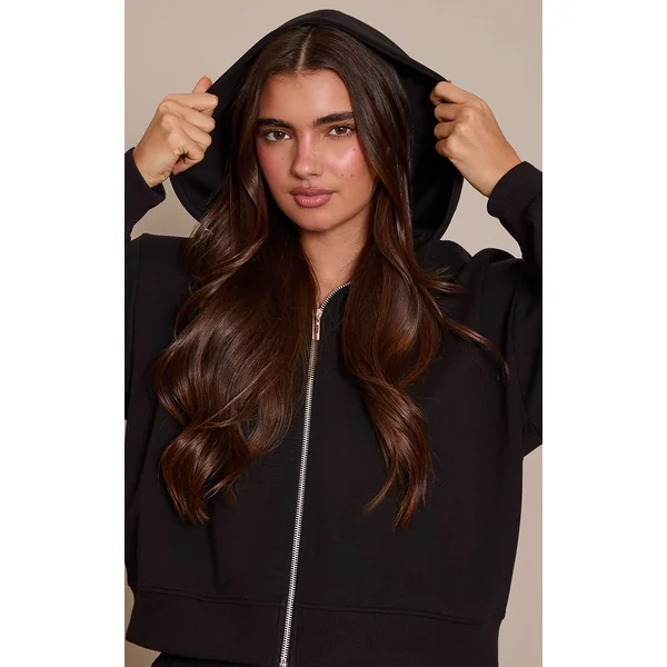 Noir Sweat À Casynthétiqueche Court Zippé En Interlock