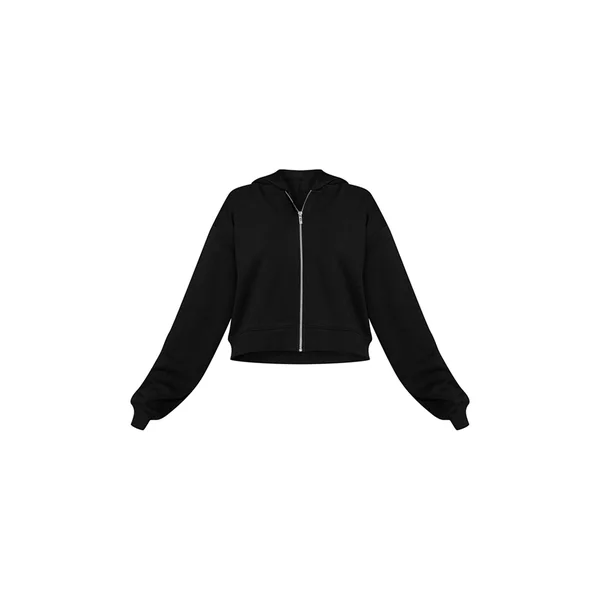 Noir Sweat À Casynthétiqueche Court Zippé En Interlock