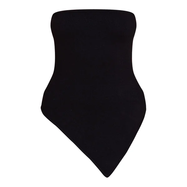 Noir Top Bandeau En Maille Fine À Ourlet Asymétrique