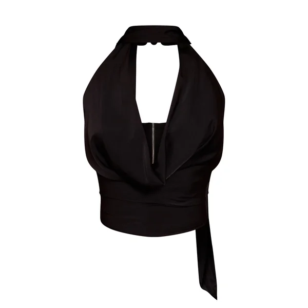Noir Top Col Bénitier Extrême En Satin