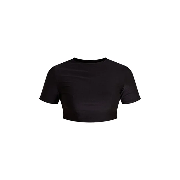 Noir Top Court Crop À Manches Courtes Disco Sculptant Shape