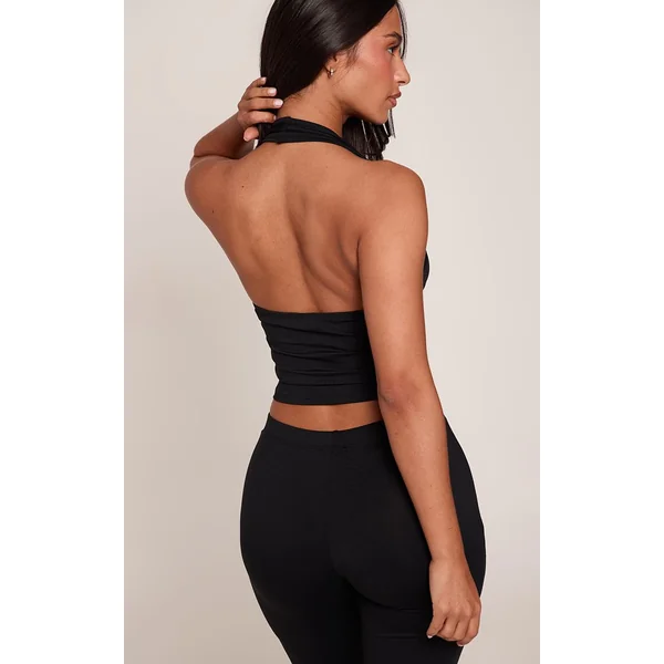 Noir Top Petite Col Licou En Jersey