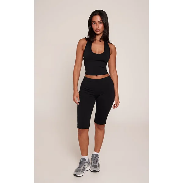 Noir Top Petite Col Licou En Jersey
